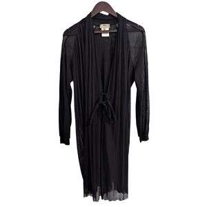 Authentic FUZZI Italy Sheer Black Tulle Longline Cardigan Cover Up Size M